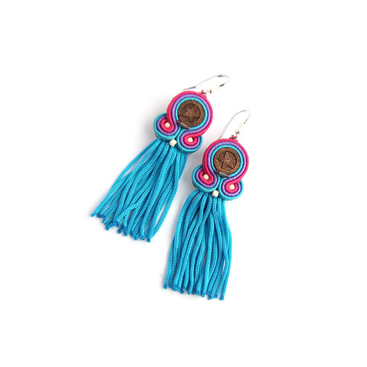 kolczyki soutache Kari S - kolczyki etno, srebro