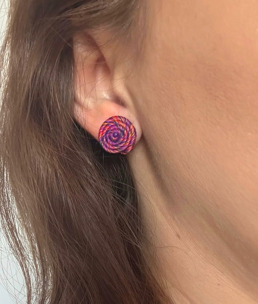 kolczyki soutache Małe kolczyki sutasz w tęczowych kolorach