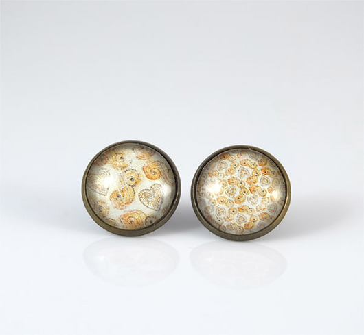 kolczyki szklane Kolczyki - Retro serce - sztyfty, wkrętki