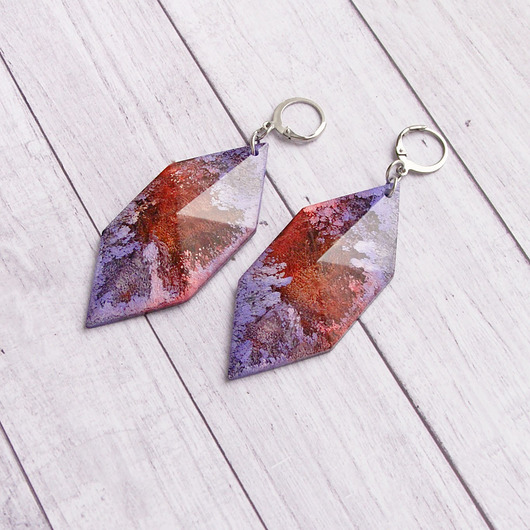 kolczyki z żywicy Duuuże UNIKATOWE kolczyki - INKY colours