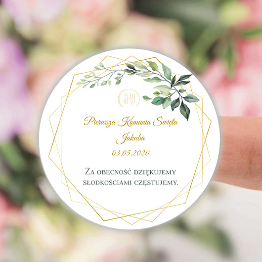komunia - pozostałe Naklejki okrągłe podziękowania 24szt.