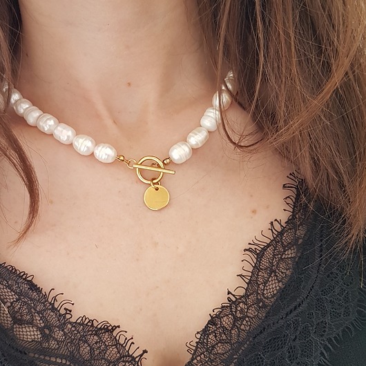choker z pereł z zapięciem z przodu LEI handmade 