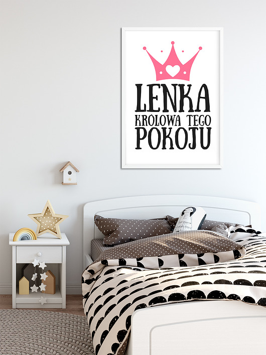 Królowa tego pokoju plakat z koroną różowy Bajkowe Obrazki