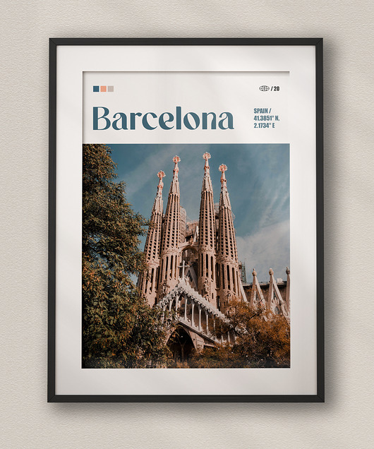 plakaty Minimalistyczny plakat Barcelona Hiszpania - Do salonu, sypialni, biura