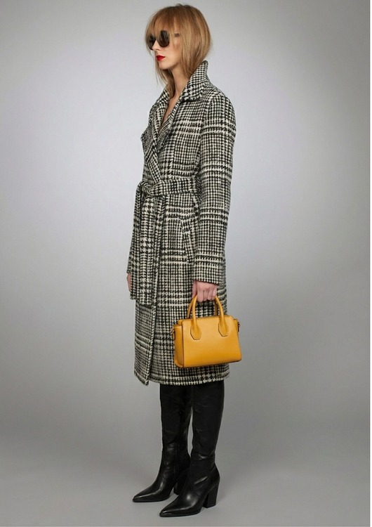 płaszcze damskie Wełniany płaszcz w kratkę