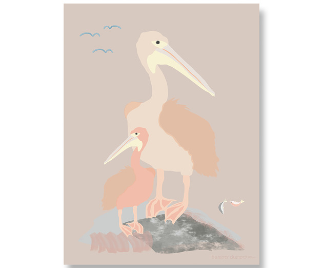 obrazy i plakaty do pokoju dziecięcego Plakat dla dzieci Pelikany ( Pelican Love )