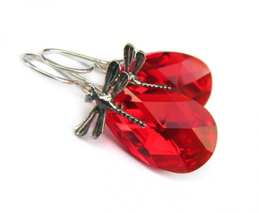 Czerwone kolczyki kryształ Swarovski - Torrens Marisella