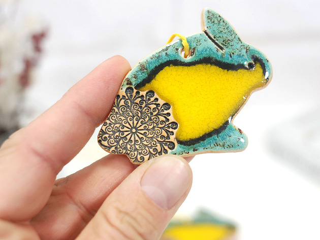 ozdoby wielkanocne Zające wielkanocne - ceramiczne ozdoby wiszące