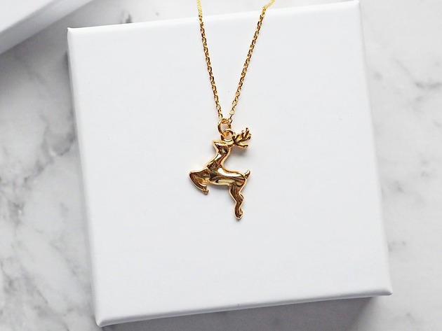 wisiory Naszyjnik z reniferem srebro pozłacane