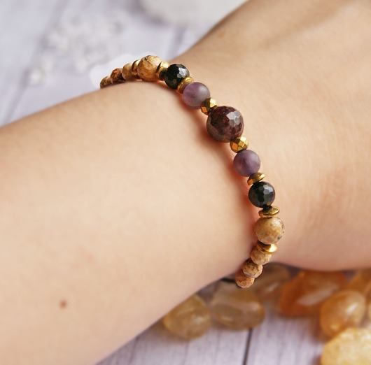 bransoletki z kamieni naturalnych BARAN - new - zodiac collection - gold.