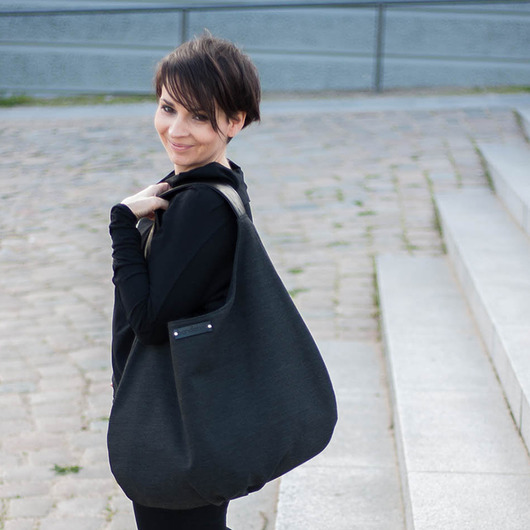 WIELKA czarna ze skórą naturalną BandaBag