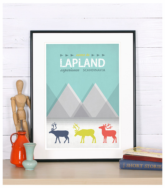 Travel poster A4, Skandynawia, Laponia, renifery Galeria EMU