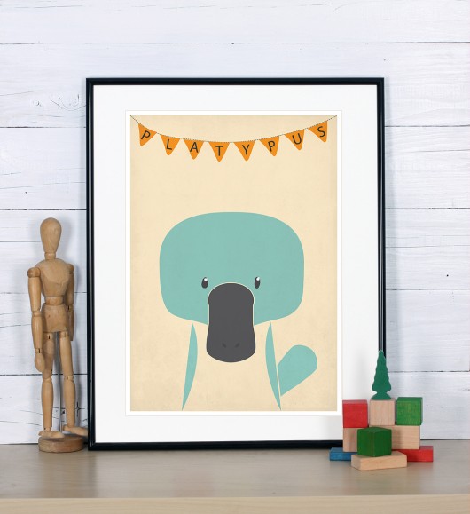 Plakat poznajmy zwierzęta, Dziobak, platypus Galeria EMU