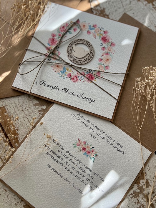 kartki scrapbooking Kartka na chrzest z kopertą