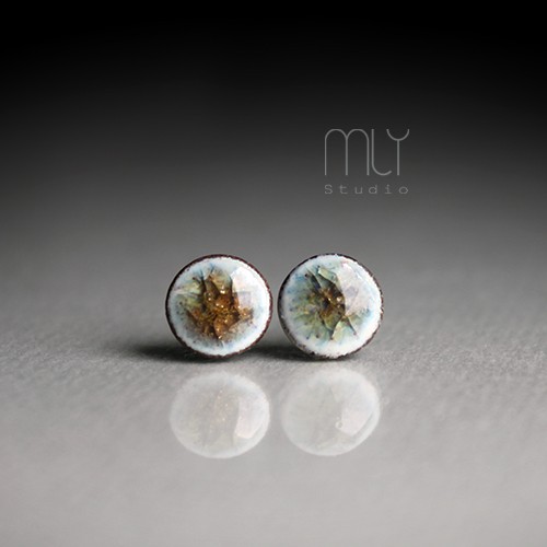 kolczyki ceramiczne Miodowe 6mm/stal chirurgiczna