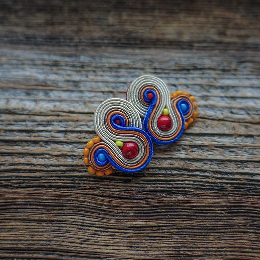 kolczyki soutache Małe etniczne kolczyki sutasz