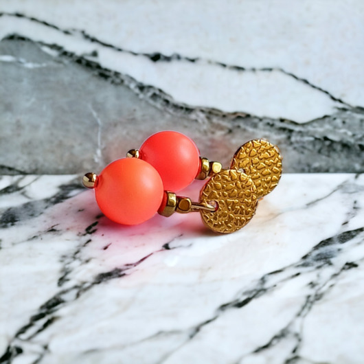 kolczyki swarovski Swarovski neon pearls : neon orange