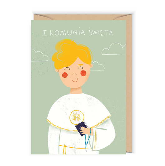 kartki na komunię Kartka komunijna Chłopiec