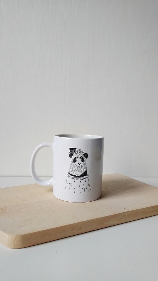kubki 330 ml kubek z pandą i książkami