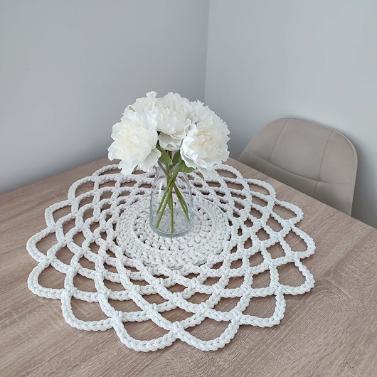 obrusy i serwetki Serweta ze sznurka ozdobna szydełkowa 55cm