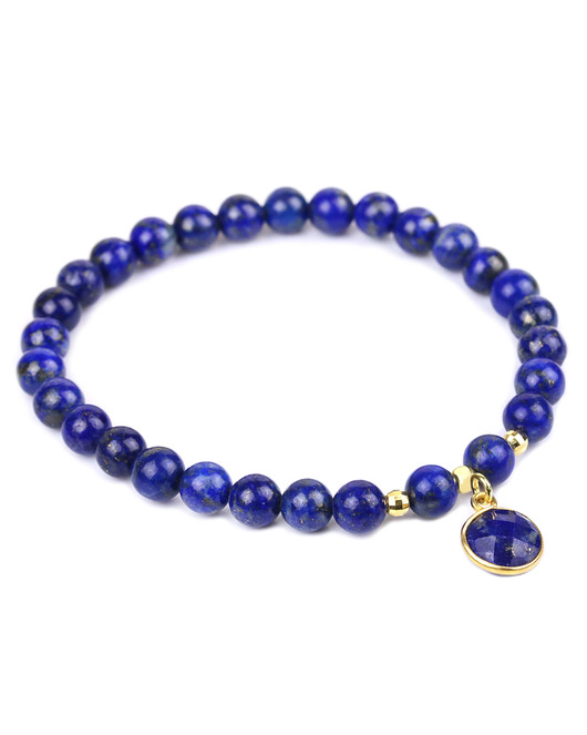 bransoletki z kamieni naturalnych Bransoletka Lapis Lazuli Zawieszka złoto