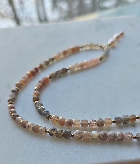 chokery Kamienie księżycowe z perełkami, naszyjnik