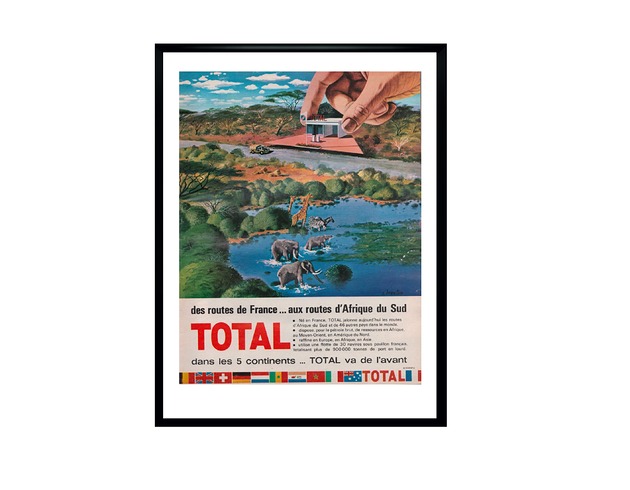 plakaty Plakat Oprawiona reklama prasowa stacji benzynowej TOTAL z 1964 r,  aut. C. B...