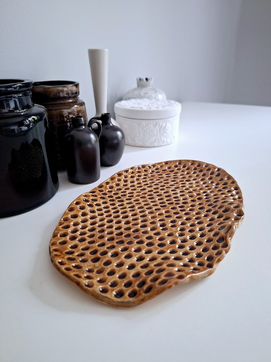 Podstawki pod kadzidełka Ceramiczna podstawka bursztynowa