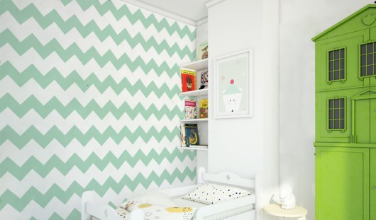 pokój dziecka - różne Tapeta Chevron Miętowy