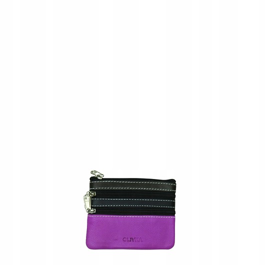 portfele damskie Saszetka skórzana na klucze z kółkiem monety bilonówka skórzana OLIVKA