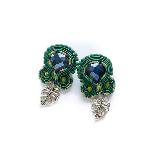 Małe etniczne kolczyki soutache Mró Soutache