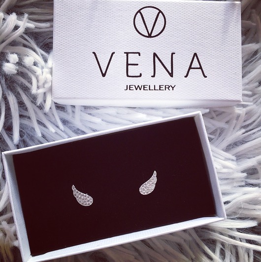 Srebrne kolczyki skrzydła z cyrkoniami VENA Jewellery