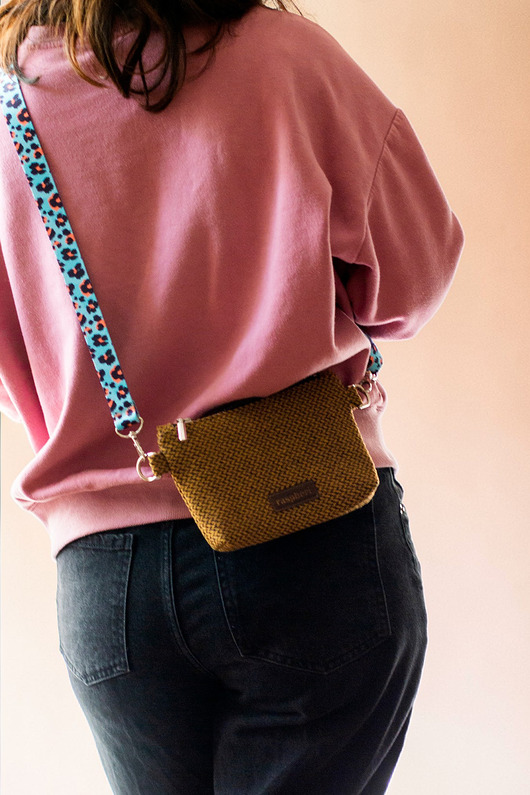 torebki mini Miodowa mini kopertówka z plecionki