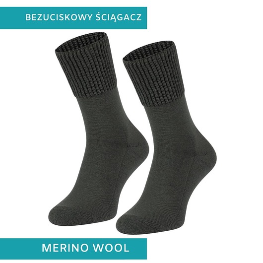 skarpetki damskie Bezuciskowe skarpety z MERINO WOOL khaki