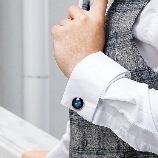 spinki do mankietów COSMIC IN BLUE gustowny prezent spinki do koszuli dla faceta