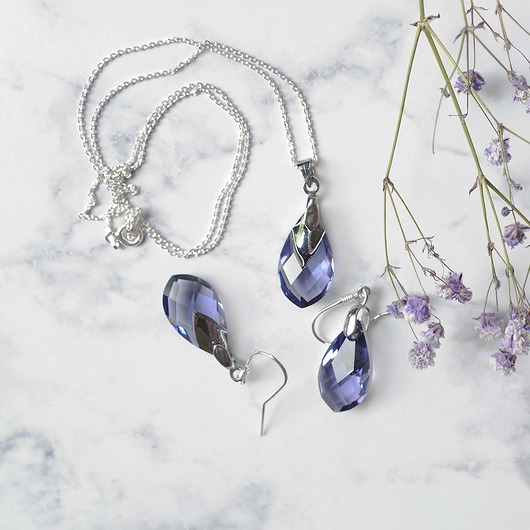komplet biżuterii KOMPLET "GLAMOUR LAVENDER "- unikatowy i idealny na prezent