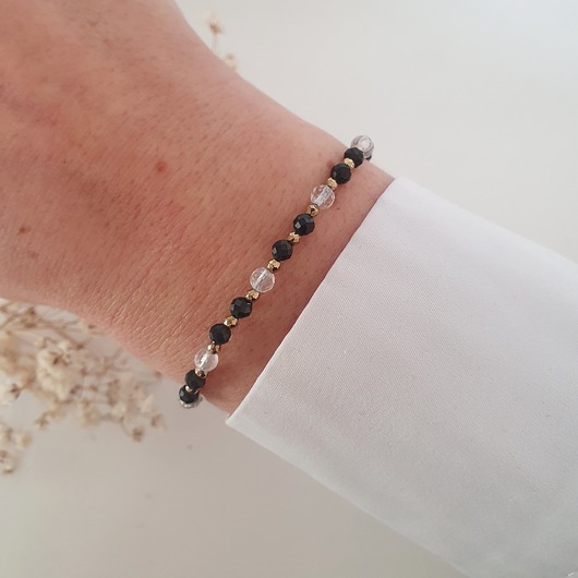 bransoletki z kamieni naturalnych Bransoletka z turmalinem i kryształem