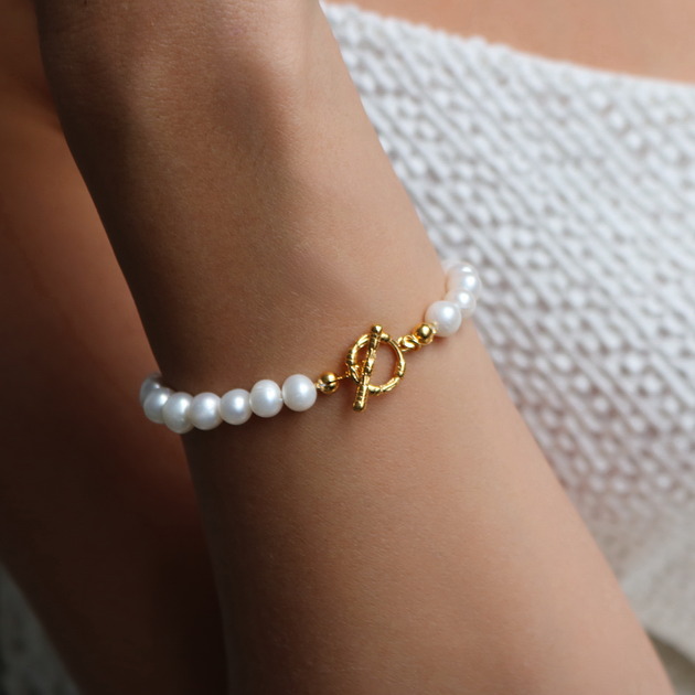 bransoletki złote Bransoletka perły- srebro 925 pozłacane