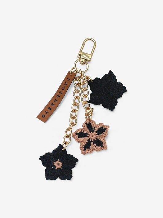breloki Brelok Trzy Kwiatki - Beż i Czerń