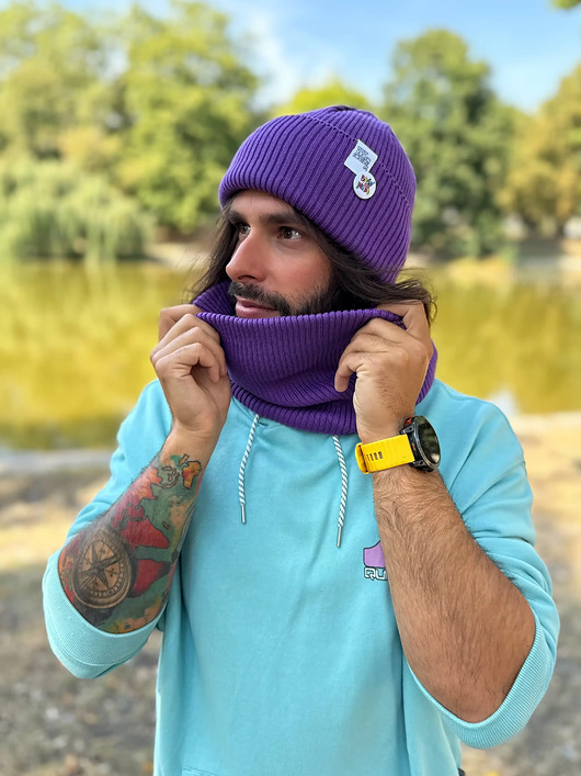 czapki damskie Męska czapka beanie z bawełny logo kolorowe Fiolet