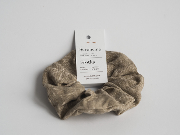 gumki do włosów Lniana gumka do włosów (scrunchie) ze wzorem w liście