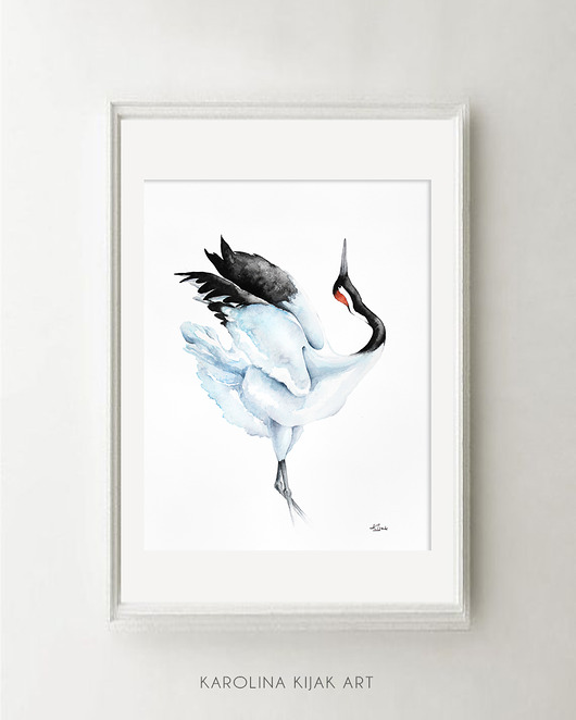 ŻURAW JAPOŃSKI - plakat, reprodukcja 30x40cm Karolina Kijak