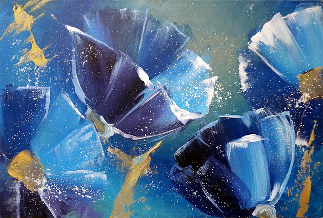 grafiki i ilustracje Maki niebieskie. Giclee