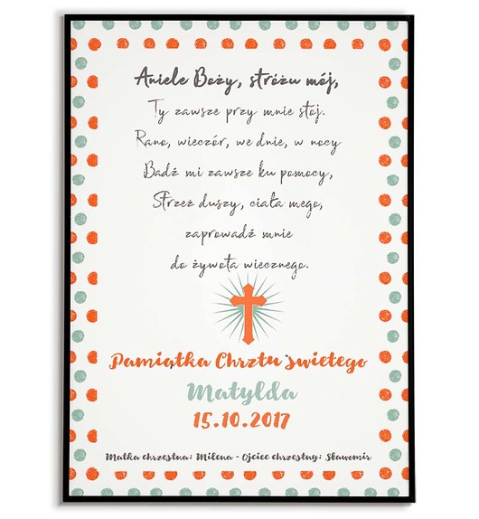 Chrzest - inne PLAKAT personalizowany metryczka z okazji CHRZTU ŚW. dla dziecka