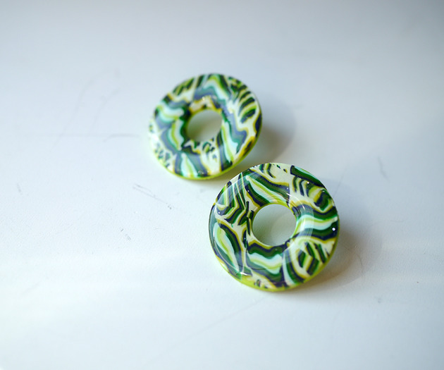 KOLCZYKI donut sztyfty zielone MODELINOVA