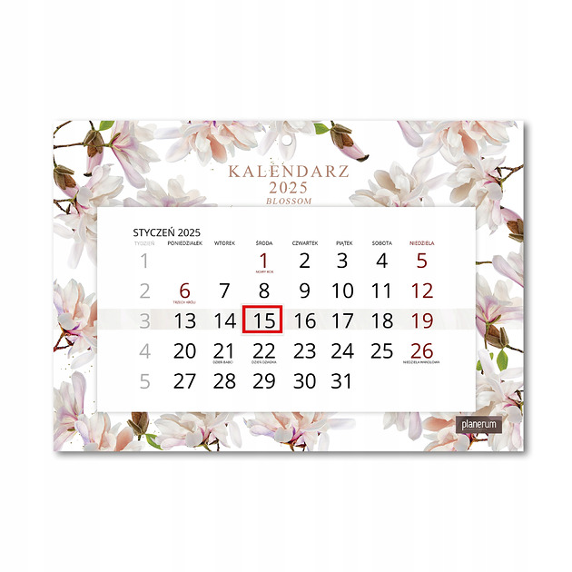 kalendarze i plannery Kalendarz Ścienny Pojedynczy 2025 Blossom A4