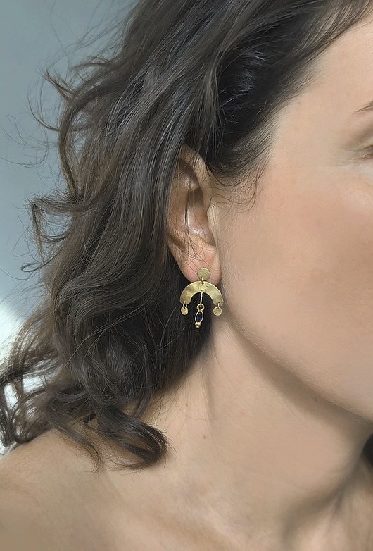 kolczyki pozłacane Kolczyki MEXICO - kolczyki pokryte 24K złotem, prawdziwe szafiry