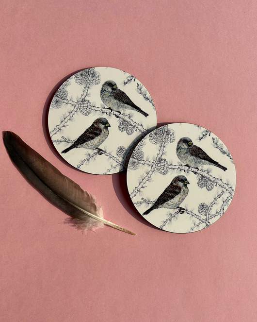 podkładki do kuchni Podkładki pod kubek-Wróble- Wróbelki- Ilustracja