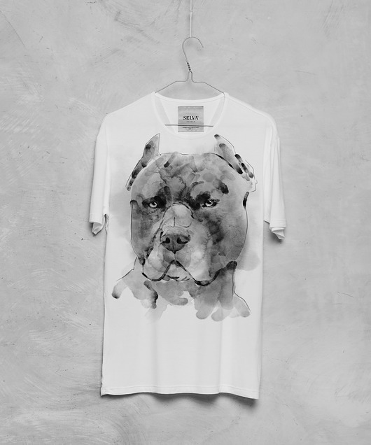 t-shirty męskie Pitbull Dog - Męski T-shirt Premium z nadrukiem - white
