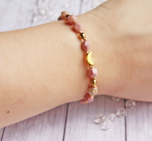 bransoletki z kamieni naturalnych Amulet LUNULA rodonit MIŁOŚĆ